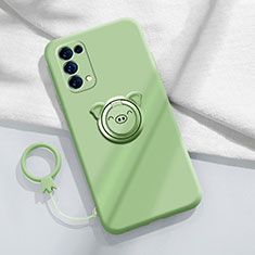 Silikon Hülle Handyhülle Ultra Dünn Schutzhülle Tasche Flexible mit Magnetisch Fingerring Ständer für Oppo Find X3 Lite 5G Grün