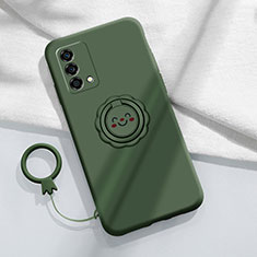 Silikon Hülle Handyhülle Ultra Dünn Schutzhülle Tasche Flexible mit Magnetisch Fingerring Ständer für Oppo K9 5G Nachtgrün