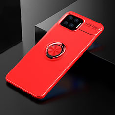 Silikon Hülle Handyhülle Ultra Dünn Schutzhülle Tasche Flexible mit Magnetisch Fingerring Ständer für Oppo Reno4 F Rot