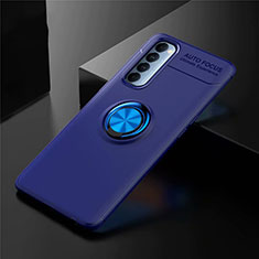 Silikon Hülle Handyhülle Ultra Dünn Schutzhülle Tasche Flexible mit Magnetisch Fingerring Ständer für Oppo Reno4 Pro 4G Blau