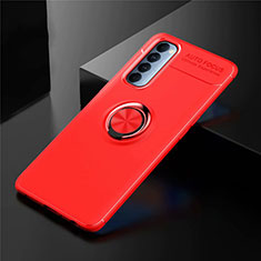 Silikon Hülle Handyhülle Ultra Dünn Schutzhülle Tasche Flexible mit Magnetisch Fingerring Ständer für Oppo Reno4 Pro 4G Rot