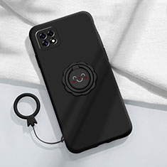 Silikon Hülle Handyhülle Ultra Dünn Schutzhülle Tasche Flexible mit Magnetisch Fingerring Ständer für Oppo Reno4 SE 5G Schwarz