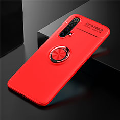 Silikon Hülle Handyhülle Ultra Dünn Schutzhülle Tasche Flexible mit Magnetisch Fingerring Ständer für Realme X3 Rot