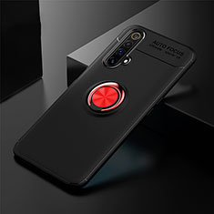 Silikon Hülle Handyhülle Ultra Dünn Schutzhülle Tasche Flexible mit Magnetisch Fingerring Ständer für Realme X3 Rot und Schwarz