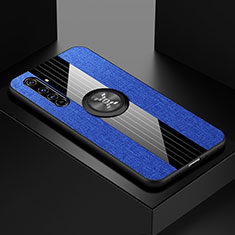 Silikon Hülle Handyhülle Ultra Dünn Schutzhülle Tasche Flexible mit Magnetisch Fingerring Ständer für Realme X50 Pro 5G Blau