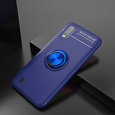 Silikon Hülle Handyhülle Ultra Dünn Schutzhülle Tasche Flexible mit Magnetisch Fingerring Ständer für Samsung Galaxy A01 SM-A015 Blau