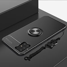 Silikon Hülle Handyhülle Ultra Dünn Schutzhülle Tasche Flexible mit Magnetisch Fingerring Ständer für Samsung Galaxy A51 5G Schwarz