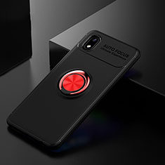 Silikon Hülle Handyhülle Ultra Dünn Schutzhülle Tasche Flexible mit Magnetisch Fingerring Ständer für Samsung Galaxy M01 Core Rot und Schwarz