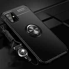 Silikon Hülle Handyhülle Ultra Dünn Schutzhülle Tasche Flexible mit Magnetisch Fingerring Ständer für Samsung Galaxy M40S Schwarz