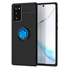 Silikon Hülle Handyhülle Ultra Dünn Schutzhülle Tasche Flexible mit Magnetisch Fingerring Ständer für Samsung Galaxy Note 20 5G Blau und Schwarz
