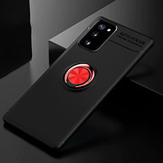 Silikon Hülle Handyhülle Ultra Dünn Schutzhülle Tasche Flexible mit Magnetisch Fingerring Ständer für Samsung Galaxy S20 FE 5G Rot und Schwarz