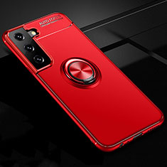 Silikon Hülle Handyhülle Ultra Dünn Schutzhülle Tasche Flexible mit Magnetisch Fingerring Ständer für Samsung Galaxy S21 5G Rot
