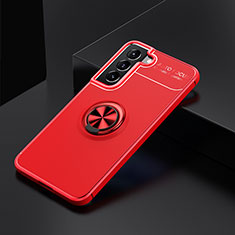 Silikon Hülle Handyhülle Ultra Dünn Schutzhülle Tasche Flexible mit Magnetisch Fingerring Ständer für Samsung Galaxy S21 Plus 5G Rot