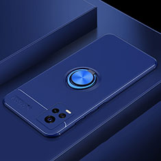 Silikon Hülle Handyhülle Ultra Dünn Schutzhülle Tasche Flexible mit Magnetisch Fingerring Ständer für Vivo V20 Pro 5G Blau