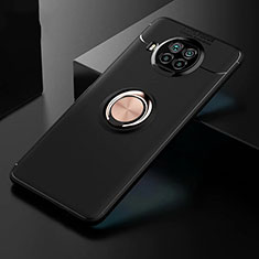 Silikon Hülle Handyhülle Ultra Dünn Schutzhülle Tasche Flexible mit Magnetisch Fingerring Ständer für Xiaomi Mi 10i 5G Gold und Schwarz