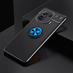 Silikon Hülle Handyhülle Ultra Dünn Schutzhülle Tasche Flexible mit Magnetisch Fingerring Ständer für Xiaomi Mi 11 Pro 5G Blau und Schwarz