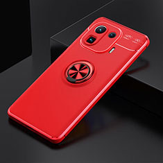 Silikon Hülle Handyhülle Ultra Dünn Schutzhülle Tasche Flexible mit Magnetisch Fingerring Ständer für Xiaomi Mi 11 Pro 5G Rot