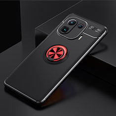 Silikon Hülle Handyhülle Ultra Dünn Schutzhülle Tasche Flexible mit Magnetisch Fingerring Ständer für Xiaomi Mi 11 Pro 5G Rot und Schwarz