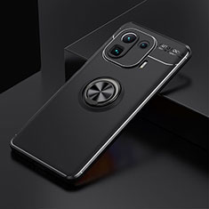Silikon Hülle Handyhülle Ultra Dünn Schutzhülle Tasche Flexible mit Magnetisch Fingerring Ständer für Xiaomi Mi 11 Pro 5G Schwarz