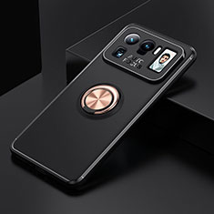 Silikon Hülle Handyhülle Ultra Dünn Schutzhülle Tasche Flexible mit Magnetisch Fingerring Ständer für Xiaomi Mi 11 Ultra 5G Gold