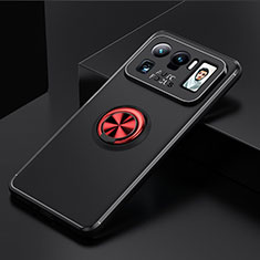 Silikon Hülle Handyhülle Ultra Dünn Schutzhülle Tasche Flexible mit Magnetisch Fingerring Ständer für Xiaomi Mi 11 Ultra 5G Rot und Schwarz