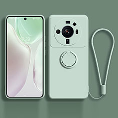 Silikon Hülle Handyhülle Ultra Dünn Schutzhülle Tasche Flexible mit Magnetisch Fingerring Ständer für Xiaomi Mi 12 Ultra 5G Minzgrün