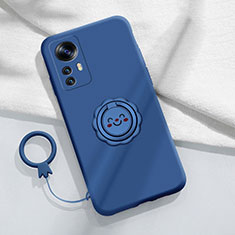 Silikon Hülle Handyhülle Ultra Dünn Schutzhülle Tasche Flexible mit Magnetisch Fingerring Ständer für Xiaomi Mi 12T Pro 5G Blau