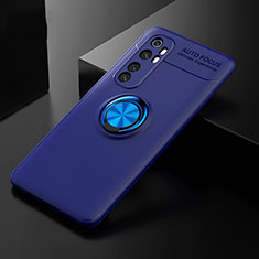 Silikon Hülle Handyhülle Ultra Dünn Schutzhülle Tasche Flexible mit Magnetisch Fingerring Ständer für Xiaomi Mi Note 10 Lite Blau