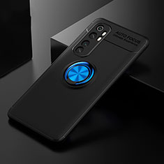 Silikon Hülle Handyhülle Ultra Dünn Schutzhülle Tasche Flexible mit Magnetisch Fingerring Ständer für Xiaomi Mi Note 10 Lite Blau und Schwarz