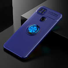 Silikon Hülle Handyhülle Ultra Dünn Schutzhülle Tasche Flexible mit Magnetisch Fingerring Ständer für Xiaomi POCO C3 Blau
