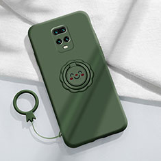 Silikon Hülle Handyhülle Ultra Dünn Schutzhülle Tasche Flexible mit Magnetisch Fingerring Ständer für Xiaomi Redmi 10X 5G Grün