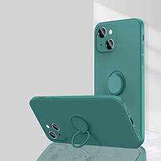 Silikon Hülle Handyhülle Ultra Dünn Schutzhülle Tasche Flexible mit Magnetisch Fingerring Ständer G01 für Apple iPhone 13 Mini Grün
