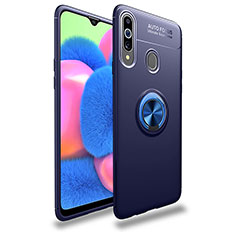 Silikon Hülle Handyhülle Ultra Dünn Schutzhülle Tasche Flexible mit Magnetisch Fingerring Ständer JM1 für Samsung Galaxy A20s Blau