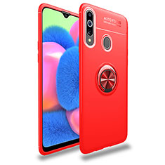 Silikon Hülle Handyhülle Ultra Dünn Schutzhülle Tasche Flexible mit Magnetisch Fingerring Ständer JM1 für Samsung Galaxy A20s Rot