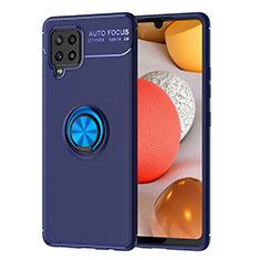 Silikon Hülle Handyhülle Ultra Dünn Schutzhülle Tasche Flexible mit Magnetisch Fingerring Ständer JM1 für Samsung Galaxy A42 5G Blau