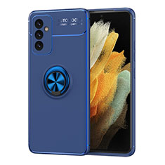 Silikon Hülle Handyhülle Ultra Dünn Schutzhülle Tasche Flexible mit Magnetisch Fingerring Ständer JM1 für Samsung Galaxy A82 5G Blau