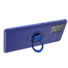 Silikon Hülle Handyhülle Ultra Dünn Schutzhülle Tasche Flexible mit Magnetisch Fingerring Ständer JM1 für Samsung Galaxy M80S Blau