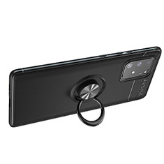 Silikon Hülle Handyhülle Ultra Dünn Schutzhülle Tasche Flexible mit Magnetisch Fingerring Ständer JM1 für Samsung Galaxy S10 Lite Schwarz