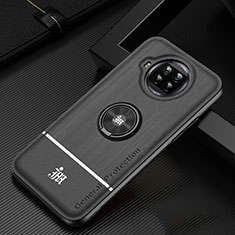 Silikon Hülle Handyhülle Ultra Dünn Schutzhülle Tasche Flexible mit Magnetisch Fingerring Ständer JM1 für Xiaomi Mi 10i 5G Schwarz
