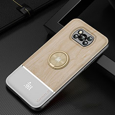 Silikon Hülle Handyhülle Ultra Dünn Schutzhülle Tasche Flexible mit Magnetisch Fingerring Ständer JM1 für Xiaomi Poco X3 NFC Gold