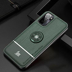 Silikon Hülle Handyhülle Ultra Dünn Schutzhülle Tasche Flexible mit Magnetisch Fingerring Ständer JM1 für Xiaomi Redmi Note 10 4G Grün