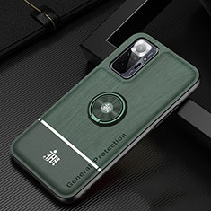 Silikon Hülle Handyhülle Ultra Dünn Schutzhülle Tasche Flexible mit Magnetisch Fingerring Ständer JM1 für Xiaomi Redmi Note 10 Pro Max Grün