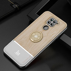 Silikon Hülle Handyhülle Ultra Dünn Schutzhülle Tasche Flexible mit Magnetisch Fingerring Ständer JM1 für Xiaomi Redmi Note 9 Gold