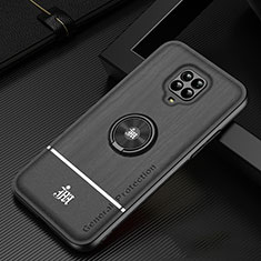 Silikon Hülle Handyhülle Ultra Dünn Schutzhülle Tasche Flexible mit Magnetisch Fingerring Ständer JM1 für Xiaomi Redmi Note 9 Pro Max Schwarz