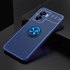Silikon Hülle Handyhülle Ultra Dünn Schutzhülle Tasche Flexible mit Magnetisch Fingerring Ständer JM2 für Oppo A56S 5G Blau