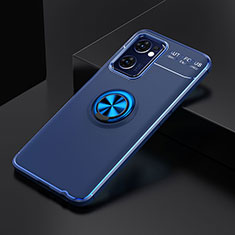 Silikon Hülle Handyhülle Ultra Dünn Schutzhülle Tasche Flexible mit Magnetisch Fingerring Ständer JM2 für Oppo Find X5 Lite 5G Blau
