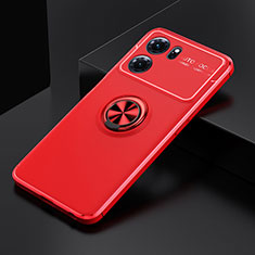 Silikon Hülle Handyhülle Ultra Dünn Schutzhülle Tasche Flexible mit Magnetisch Fingerring Ständer JM2 für Oppo K10 5G Rot