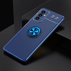 Silikon Hülle Handyhülle Ultra Dünn Schutzhülle Tasche Flexible mit Magnetisch Fingerring Ständer JM2 für Samsung Galaxy A15 5G Blau