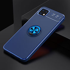 Silikon Hülle Handyhülle Ultra Dünn Schutzhülle Tasche Flexible mit Magnetisch Fingerring Ständer JM2 für Samsung Galaxy A22 5G Blau