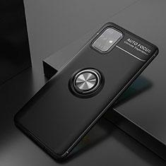 Silikon Hülle Handyhülle Ultra Dünn Schutzhülle Tasche Flexible mit Magnetisch Fingerring Ständer JM2 für Samsung Galaxy A71 4G A715 Schwarz